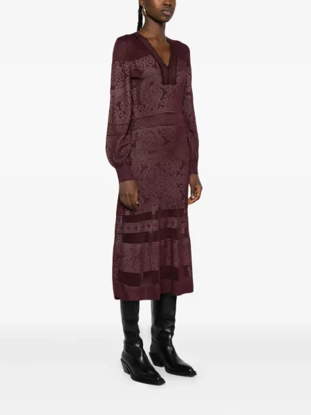 Rochie maxi Twinset cu decolteu în V de costum roșu
