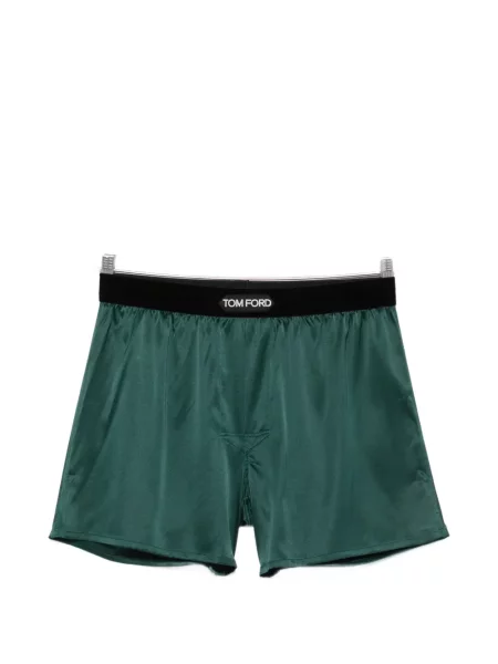 Pantaloni scurți Tom Ford de mătase cu autograf verde