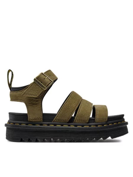 Sandały Dr. Martens skórzane zielone