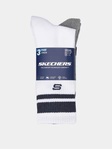 Skechers TERRY CREW Набір шкарпеток Білий/синій Бавовна/поліестер білі