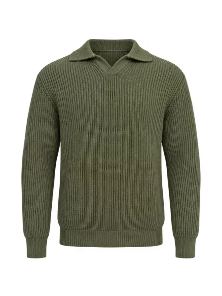 Gulerat pulover Franzese Collection cu decolteu în V verde