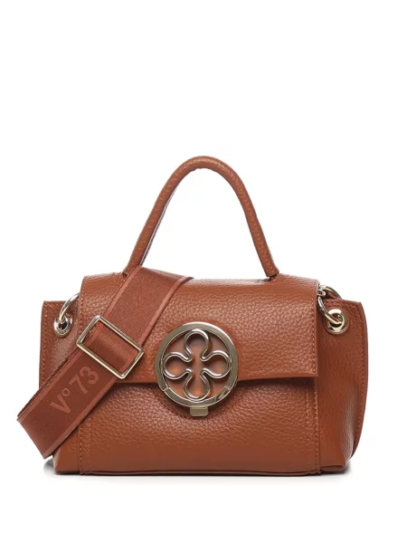 Geantă shopper V°73 cu model floral maro