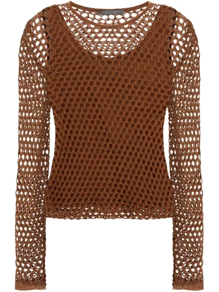 Top Alberta Ferretti plasă lung maro