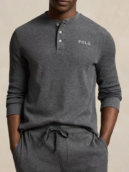 Polo Ralph Lauren longsleeve piżamowy z bawełną szara