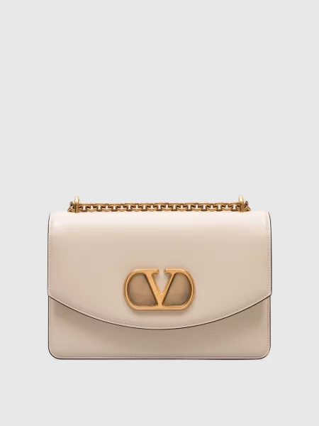 Шкіряна сумка-месенджер VAIN Valentino бежева