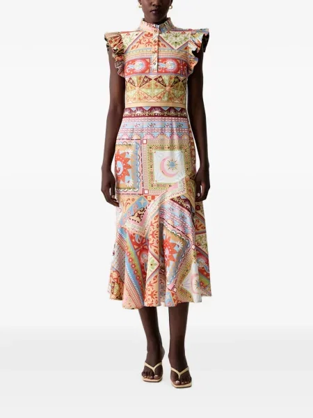 Rochie midi Never Fully Dressed cu imagine portocaliu