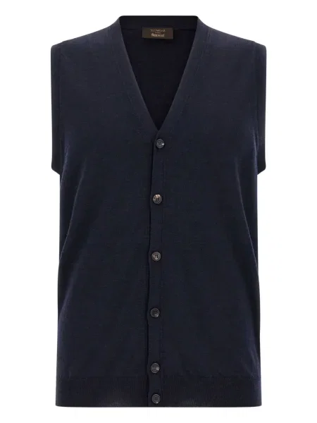 Cardigan Zanone fără mâneci cu decolteu în V albastru