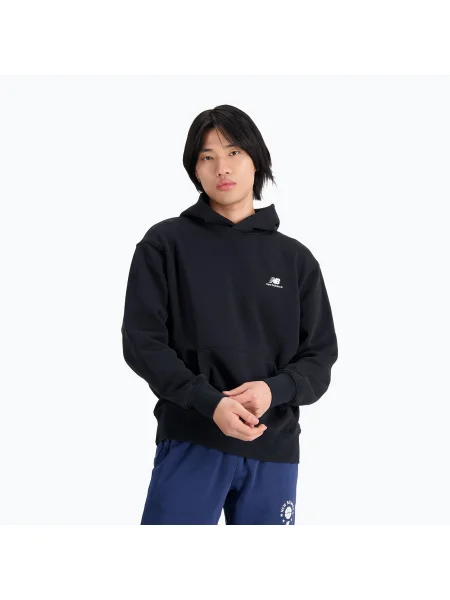 Флийс суичър с качулка New Balance черно
