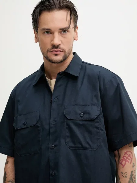Риза Dickies мъжка със стандартна кройка с класическа яка тъмносиньо