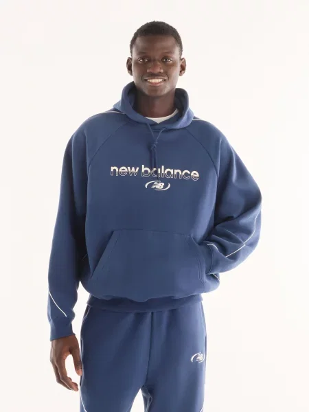 Спортивна кофта New Balance Trackside Fleece бавовна/поліестер синій