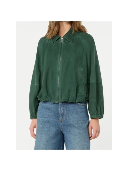 Kurtka Weekend Max Mara zamszowa zielona