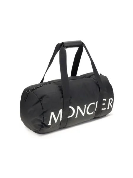 Torba Moncler skórzana z logo wodoszczelna czarna