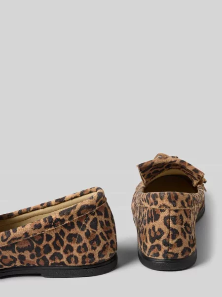 Mokasyny ze skóry we wzór na całej powierzchni model MOCCASINS VELOUR LEO' Espadrij czarne