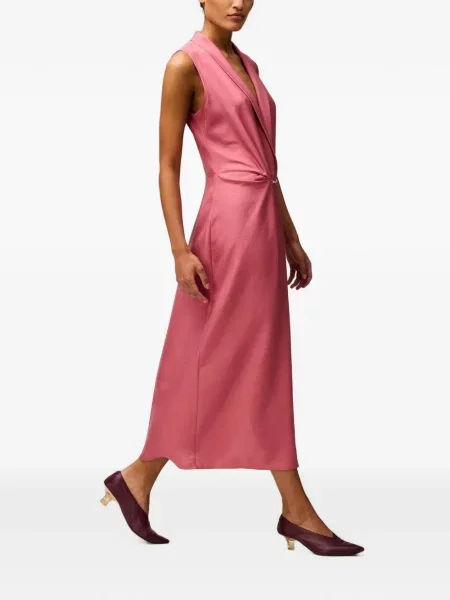 Rochie midi Retori de mătase plic roz