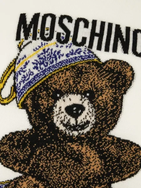 Pulover Moschino cu glugă cu imagine teddy alb