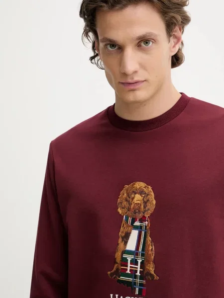 Свитер Hackett London с аппликацией бордовый