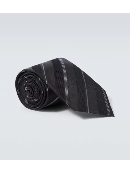Cravată Brunello Cucinelli de mătase cu dungi negru
