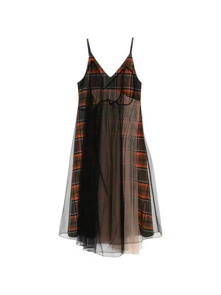 Rochie Quetsche în carouri cu imagine plasă negru