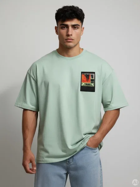 T-shirt z nadrukiem Dstreet miętowy