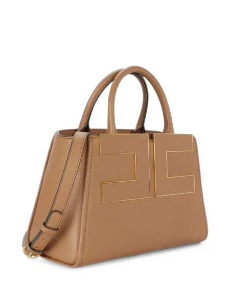 Shopper torbica Elisabetta Franchi s autogramom smeđa