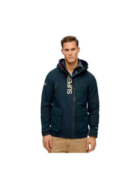 Kurtka Superdry Ultimate Embroidered Windbreaker granatowa z kapturem M niebieska