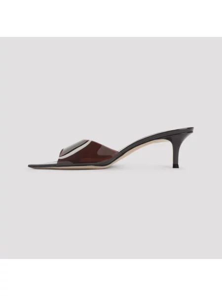 Klapki mules Gianvito Rossi skórzane brązowe