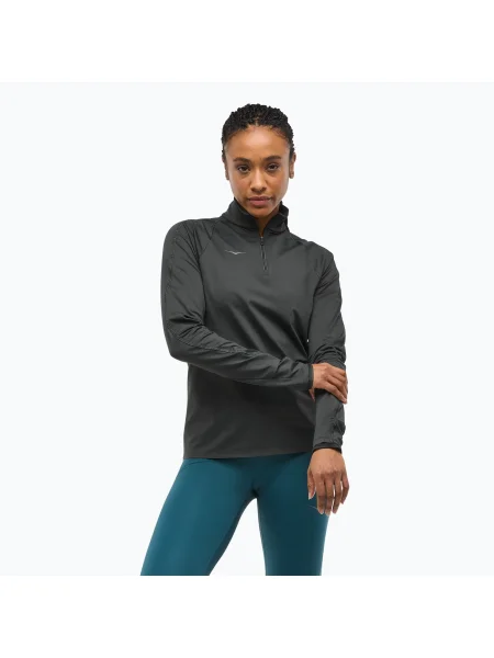 Дамски суитшърт за бягане HOKA GlideTech Quarter Zip black черно