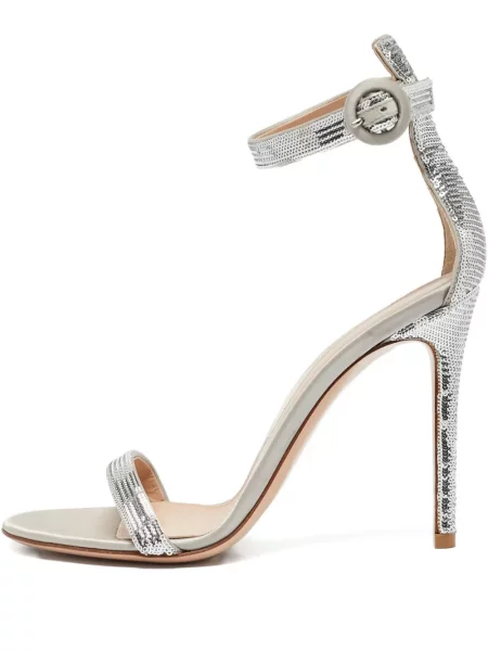 Zkrácené sandály Gianvito Rossi na ramínka stříbrné