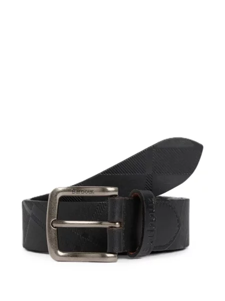 Cu centură curea Barbour din piele în carouri negru