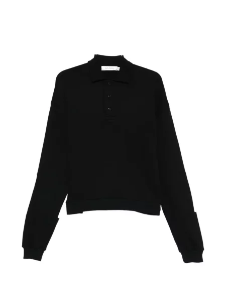 Kołnierzykowy polo Aya Muse z łatami czarne