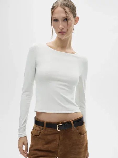 Лонгслів MANGO білий