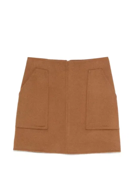 Fusta mini Maison123 cu buzunare aplicate maro
