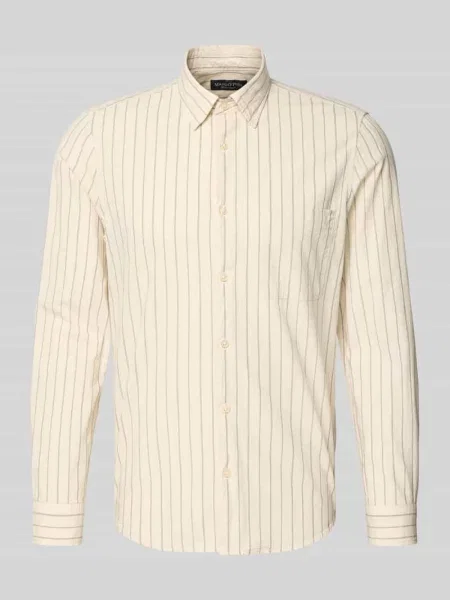 Koszula casualowa o kroju shaped fit z mieszanki bawełny Marc O'polo beżowa