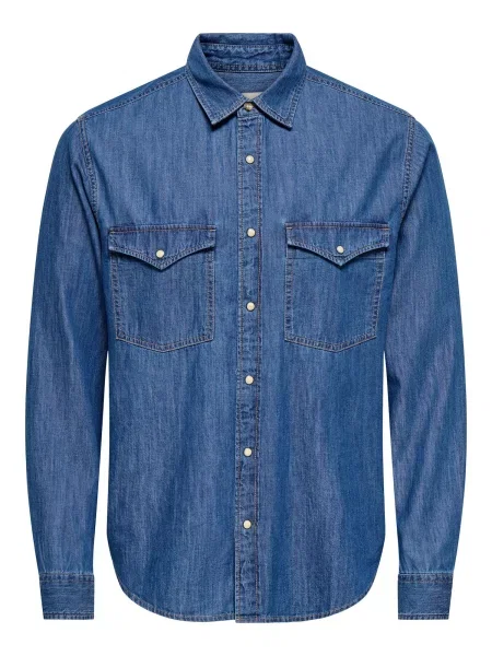 Only & Sons Cămașă ONSRAY denim albastru
