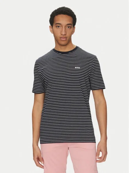 BOSS Tricou TalesStripe Negru portocaliu