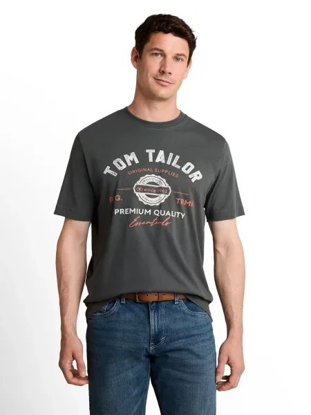 TOM TAILOR Tričko olivová / červená biela