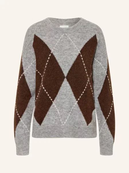 Part Two Sweter Sorayaspw Z Alpaki grau biały