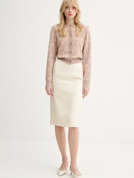 Guess kardigan z domieszką wełny SARAH beżowy