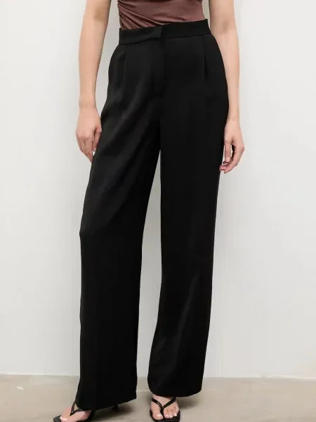 Hlače Answear.LAB široke visoki struk crna