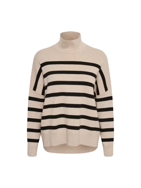 Sweter z golfem Inwear w paski z paskiem czarny