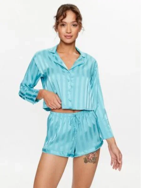 Hunkemöller Cămașă pijama Comfortable Fit albastru