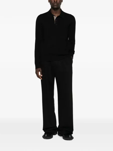Lung tricou polo Burberry negru