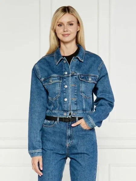 Tommy Jeans Geacă de blug CLAIRE | Cropped Fit albastru