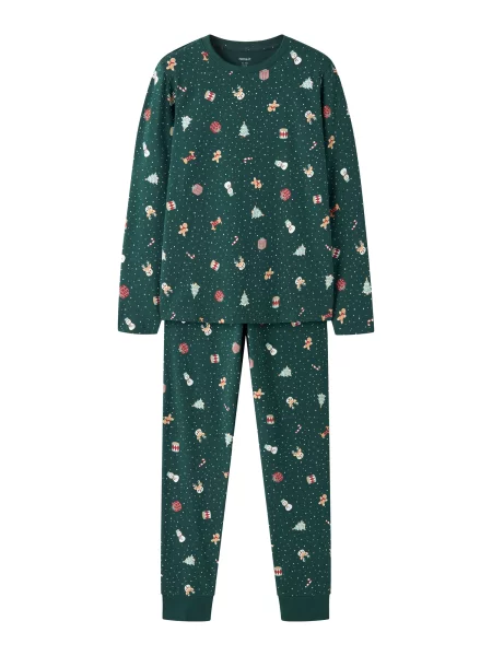NAME IT Pijamale NKNVismas verde mentă / verde închis / roșu cranberry alb