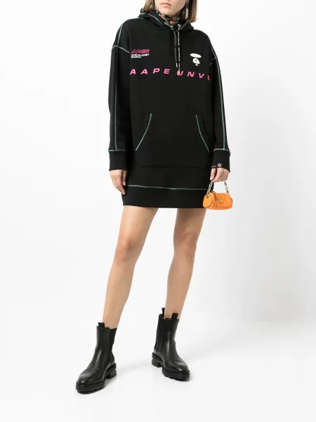 Raštuotas kostiumas suknele Aape By *a Bathing Ape® su gobtuvu juoda