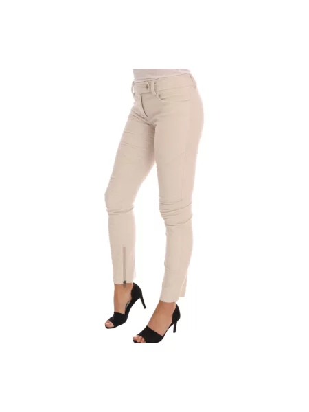 Skinny jeansy skinny Ermanno Scervino o skróconej długości beżowe