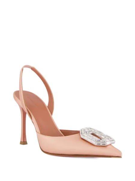 Pantofi cu toc Amina Muaddi slingback de cristal roz