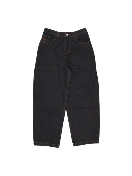 Szerokie jeansy Usual z logo niebieskie