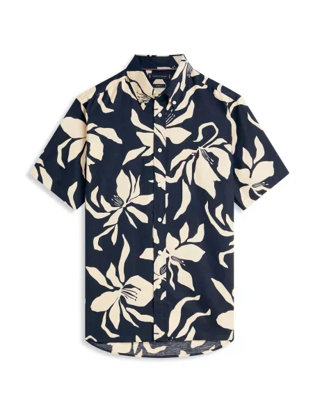 TOMMY HILFIGER Cămașă crem / bleumarin