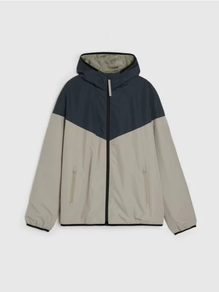 Sinsay Lekka kurtka wiatrówka z kapturem beżowy